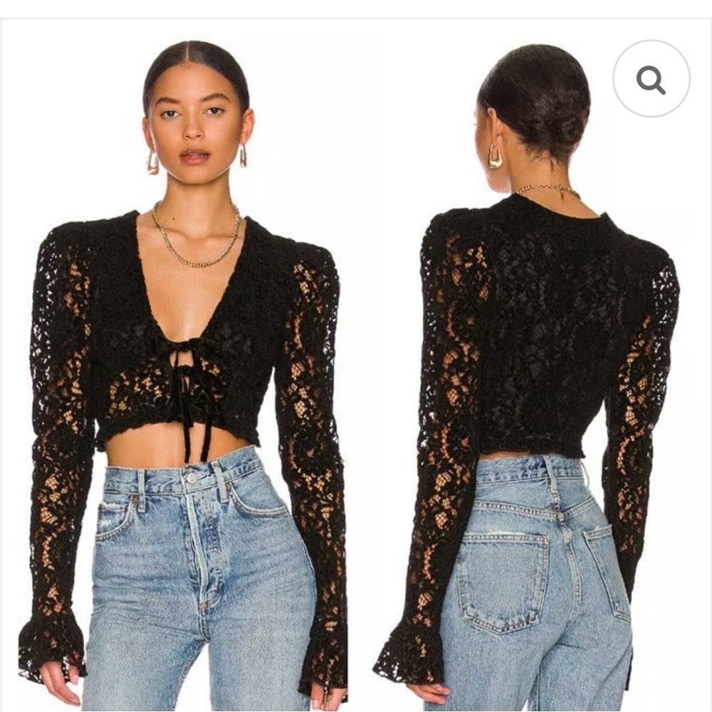 Majorelle Alivia Black Lace Cropped Top NWOT